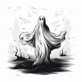 Colorful Halloween Ghost Vector Art Royalty Free Stock Photo