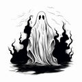 Colorful Halloween Ghost Vector Art Royalty Free Stock Photo