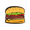 Colorful hamburger symbol with black outline