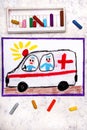 Drawing: ambulance and paramedics