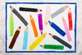 Colorful hand drawing: colorful crayons Royalty Free Stock Photo