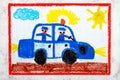 drawing: police car and two policemen