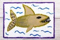 Colorful hand drawing: Scary sea monster, shark