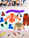 Colorful hand drawing: Winter clothes