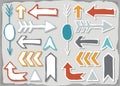 Colorful hand drawn arrow set isolated on gray