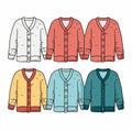 Colorful Hand-drawn Boys Cardigan T-shirts In Distinctive Palette Royalty Free Stock Photo