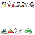 Colorful hand drawn boys and girls Royalty Free Stock Photo