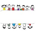 Colorful hand drawn boys and girls Royalty Free Stock Photo