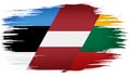 colorful hand-drawn brush strokes painted national country flag of Patchwork flag of baltic countries. template for banner, card,