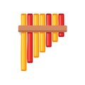 Colorful hand-drawn cartoon of a pan flute instrument on a plain background Royalty Free Stock Photo