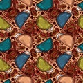 Colorful hand-drawn coffee pattern Royalty Free Stock Photo