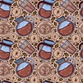 Colorful hand-drawn coffee seamless pattern Royalty Free Stock Photo