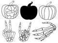 Colorful hand drawn collection of different elements of Halloween Royalty Free Stock Photo