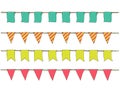 Colorful Hand drawn doodle bunting banners for decoration. Cartoon banner set, bunting flags, border sketch. Decorative elements. Royalty Free Stock Photo