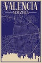 Road network poster of the downtown VALENCIA, VENEZUELA