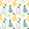 Cute colorful hand drawn fresh pears seamless vector pattern background illustration