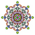 Colorful Hand Drawn Mandala, Oriental Decorative Element, Vintage Style.