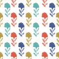 Colorful hand drawn stripped floral seamless pattern.