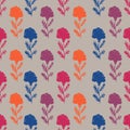 Colorful hand drawn stripped floral seamless pattern.