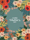 Colorful hand drawn vintage greeting card with flowers Royalty Free Stock Photo