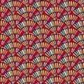 Colorful hand fan mosaic tile seamless pattern