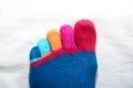 Colorful hand knitted sock