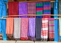 Colorful hand made fabrics. Royalty Free Stock Photo