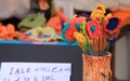 Colorful hand made flowers on sale made up of wool