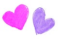 Colorful hand painted heart shapes draw