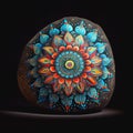 Colorful hand painted mandala stone