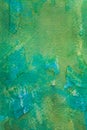 Colorful hand painted watercolor background. Yellow, green and blue watercolor brush strokes. Royalty Free Stock Photo