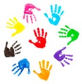 Colorful hand prints Royalty Free Stock Photo