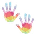 Colorful hand prints , poligonal art