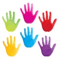 Colorful hand prints , poligonal art