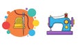 Colorful Hand Sewing and Machine Sewing Graphic Elements Illustration Royalty Free Stock Photo