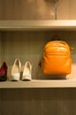 Colorful handbags with high heeled shoes as new year presents