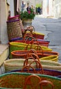 Colorful handmade bags at local street market