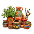 Colorful Handmade Ceramics Display with Sculpting Tools