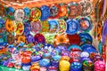 Colorful handmade decorative mexican plates with many patterns o Royalty Free Stock Photo