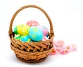 Colorful handmade easter eggs in the basket isolated Royalty Free Stock Photo