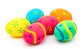 Colorful handmade easter eggs isolated on a white Royalty Free Stock Photo