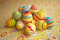 Colorful handmade easter eggs. Realistic 3d rendering