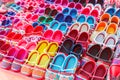 Colorful handmade fabric kid shoe of thailand tribesman Royalty Free Stock Photo