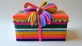 Colorful Handmade Gift Box with Rainbow Yarn Bow Royalty Free Stock Photo