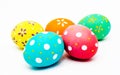 Colorful handmade painted easter eggs isolated on a white Royalty Free Stock Photo