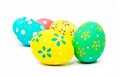 Colorful handmade painted easter eggs isolated on a white Royalty Free Stock Photo