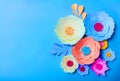 Colorful handmade paper flowers background