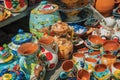 Colorful handmade porcelain pots and dishes