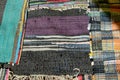 Colorful handmade weaved rug made in old Russian tradition