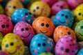 Colorful handpainted easter eggs with smiley faces Royalty Free Stock Photo